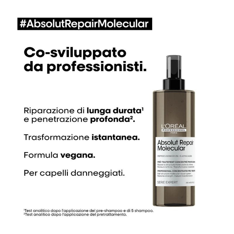 L'Oreal Professionnel Absolut Repair Molecular Pre Shampoo 190ml - Capelli Danneggiati - Capelli