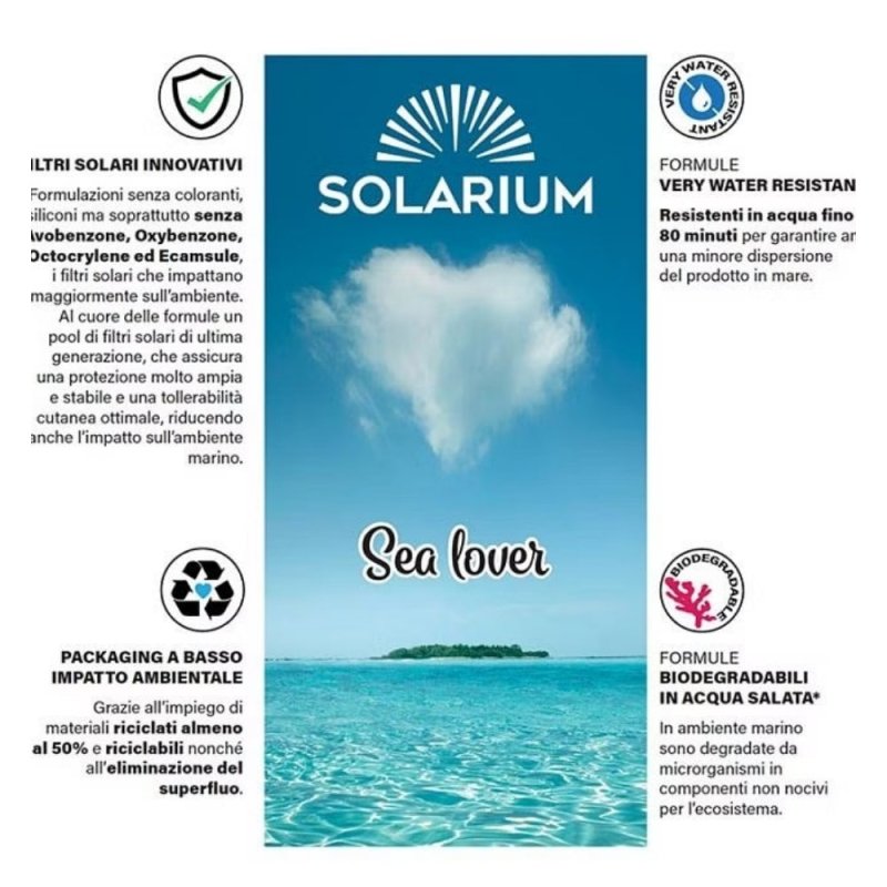Solarium Latte Solare Pelli Sensibili Protezione Famiglia SPF50+ 150ml - Protezione Solare - Collezioni Solarium:Sea Lover Sun Protection