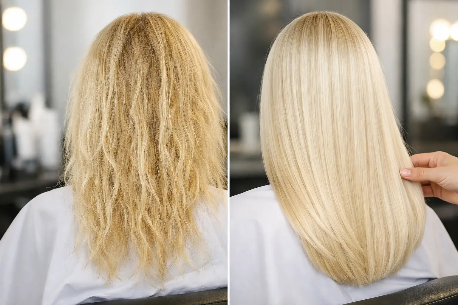 Risultati Olaplex su capelli decolorati: esempio