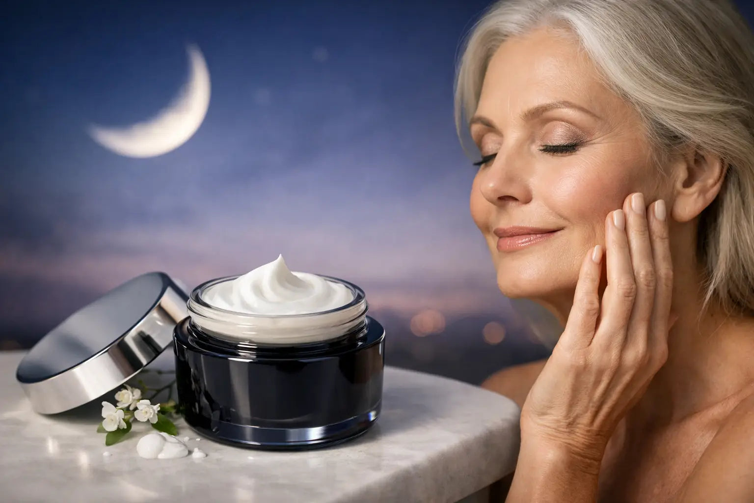 Crema notte viso antirughe per pelli mature