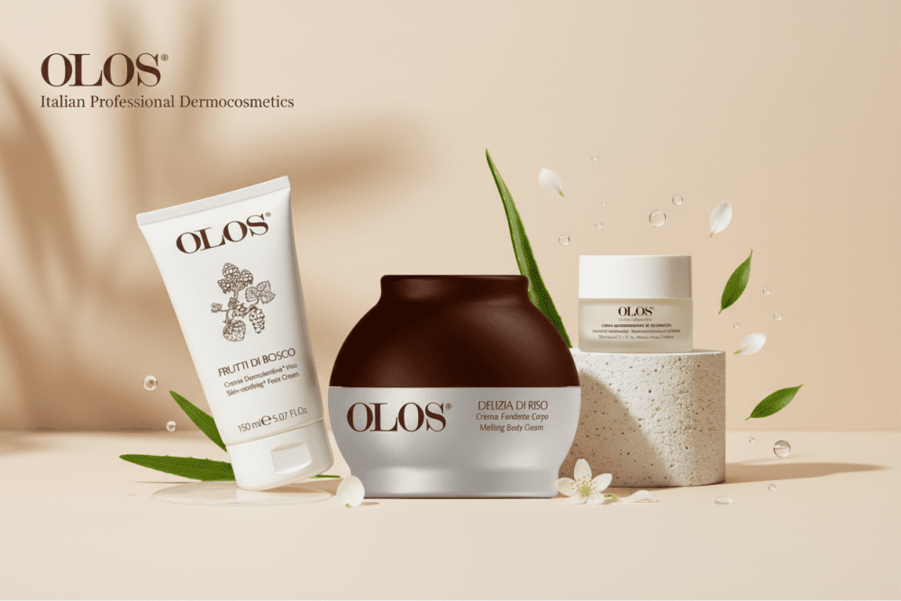 Olos dermocosmesi professionale italiana - Crema Dermolenitiva Viso, Crema Fondente Corpo e Crema Ristrutturante di Giovinezza