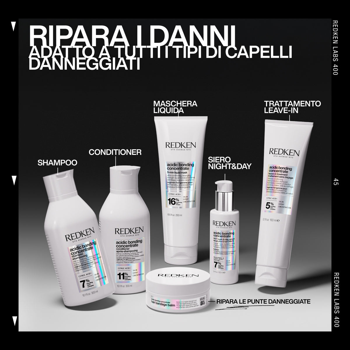 Redken Acidic Bonding Concentrate linea completa trattamento riparatore capelli danneggiati
