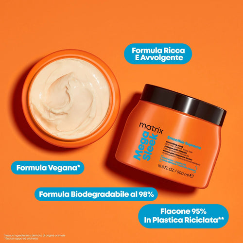 Matrix Mega Sleek Maschera Anti-Crespo 500ml trattamento intensivo capelli indisciplinati