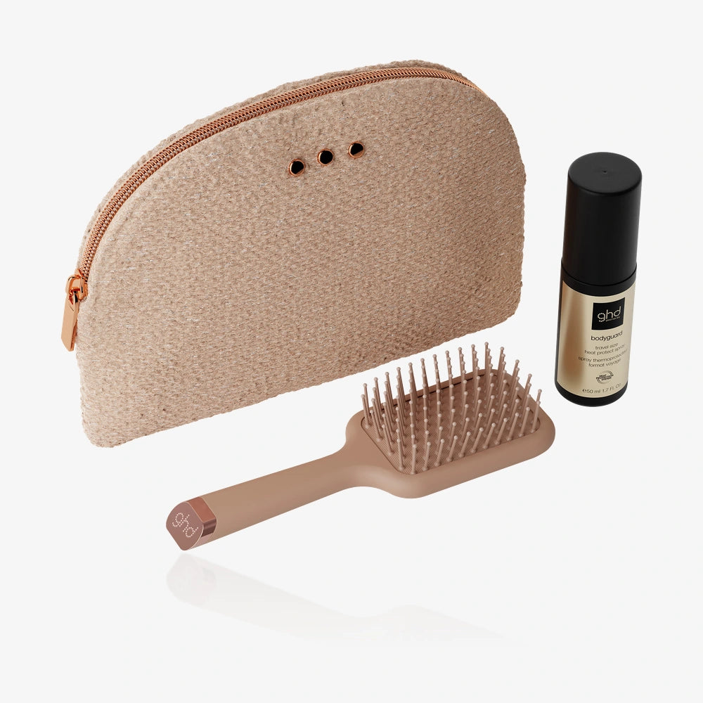 GHD Style Gift Set Cashmere Beige – Mini Paddle Brush + Bodyguard