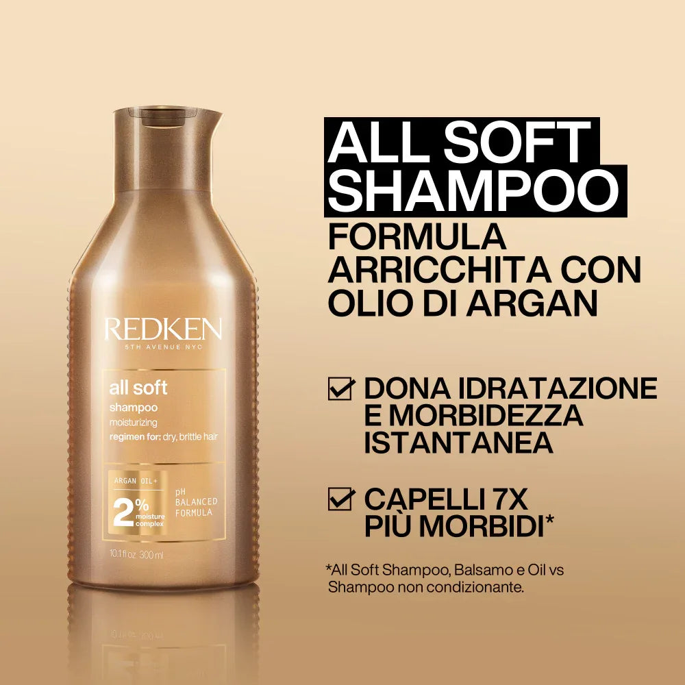 Redken All Soft Shampoo Capelli Secchi con Olio di Argan - Planethair