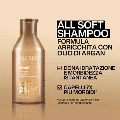 Redken All Soft Shampoo Capelli Secchi con Olio di Argan - Planethair