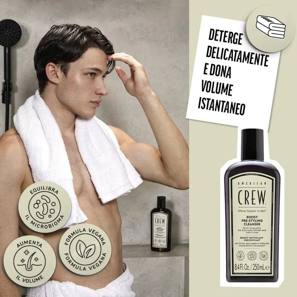 American Crew Boost Pre-Styling Cleanser shampoo uomo volumizzante 250ml - Planethair