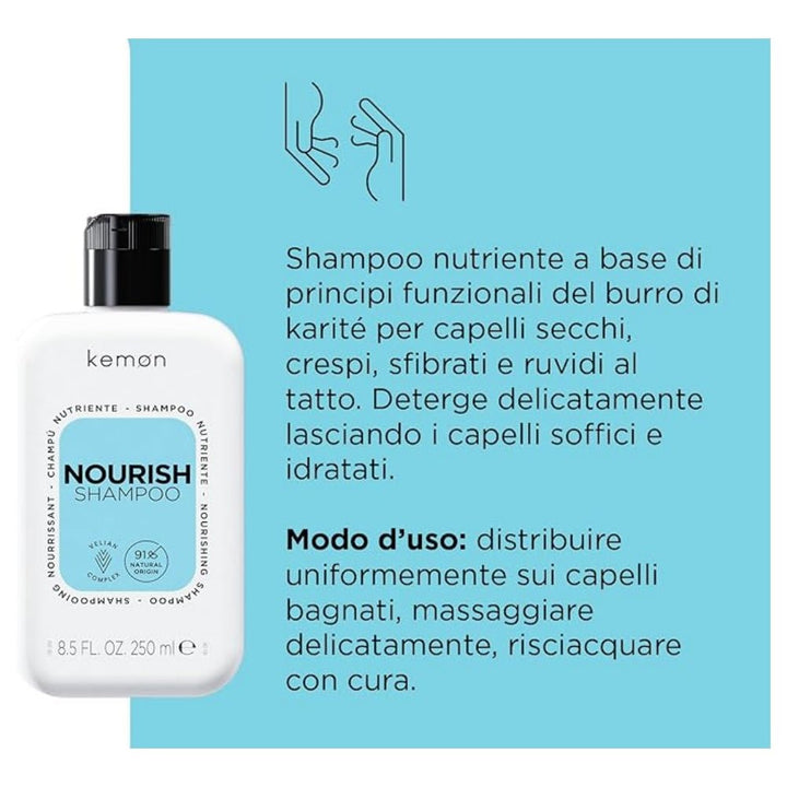 Kemon Nourish Shampoo capelli secchi 250ml - Planethair 
