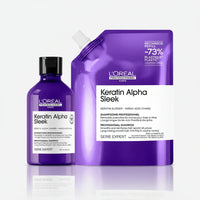 L'Oréal Keratin Alpha Sleek Shampoo 300ml + Refill 500ml Kit