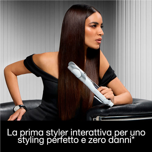 GHD Sculpt bianca risultato lucentezza sui capelli