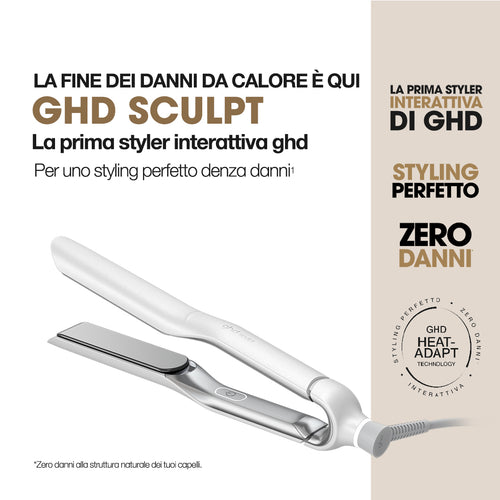 GHD Sculpt bianca dettaglio caratteristiche della piastra