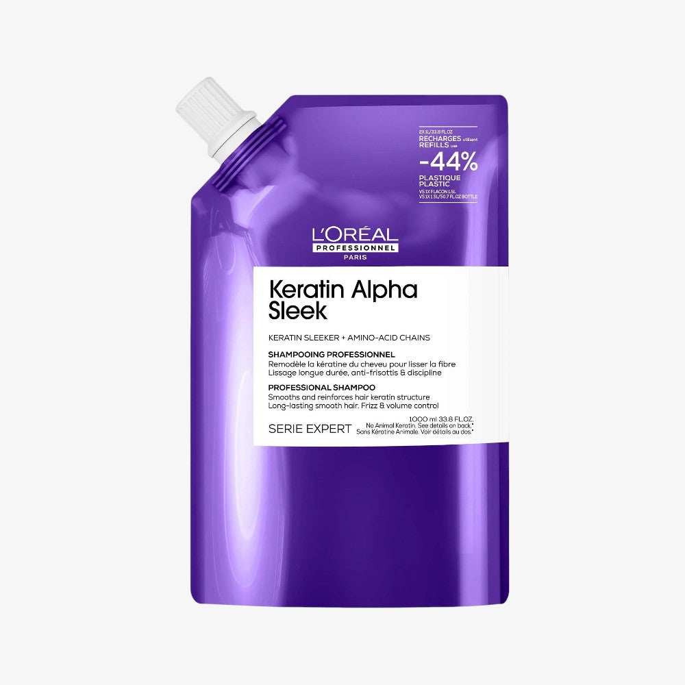 L'Oréal Professionnel Keratin Alpha Sleek Shampoo anticrespo disciplinante formato refil professionale 1000ml