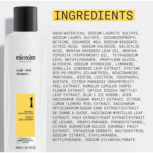Nioxin System 1 Shampoo capelli naturali con assottigliamento lieve - Planethair