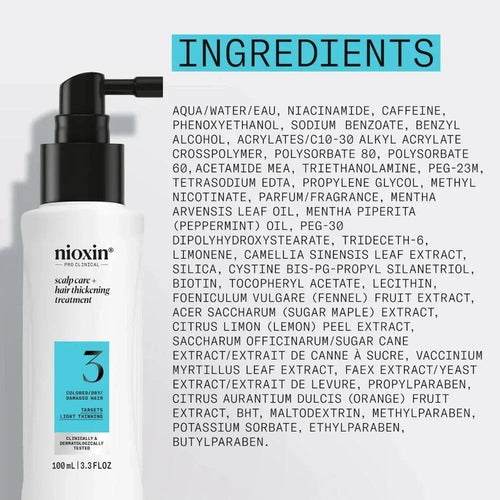 Nioxin System 3 Leave In Treatment capelli colorati con assottigliamento lieve 100ml - Planethair