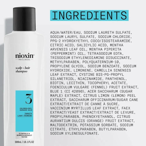 Nioxin System 3 Shampoo capelli colorati con assottigliamento lieve - Planethair