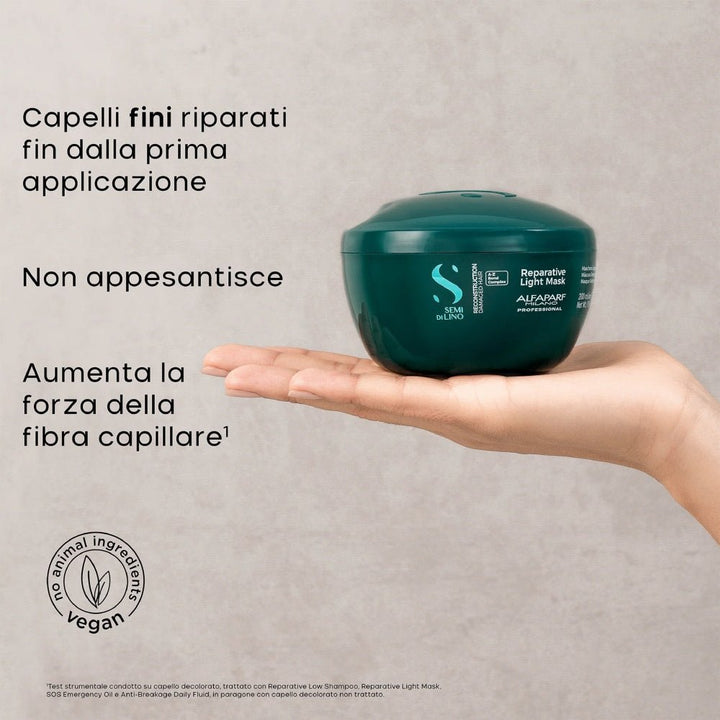 Reconstruction Reparative Light Mask Alfaparf Semi di Lino capelli fini danneggiati - Planethair 