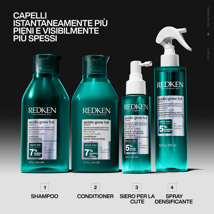 Redken Acidic Grow Full System shampoo conditioner siero spray volumizzante capelli fini