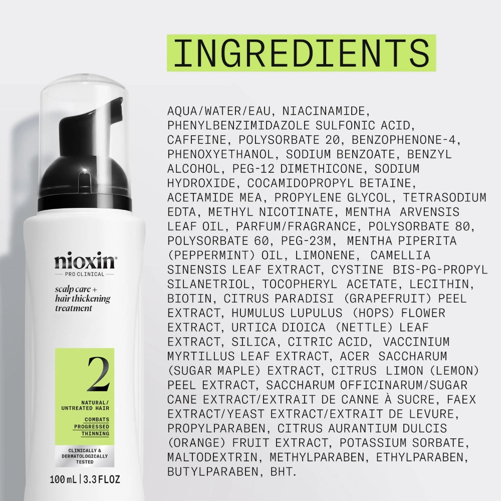 Nioxin System 2 Leave In Treatment capelli naturali con assottigliamento avanzato 100ml - Capelli Misti/Grassi -