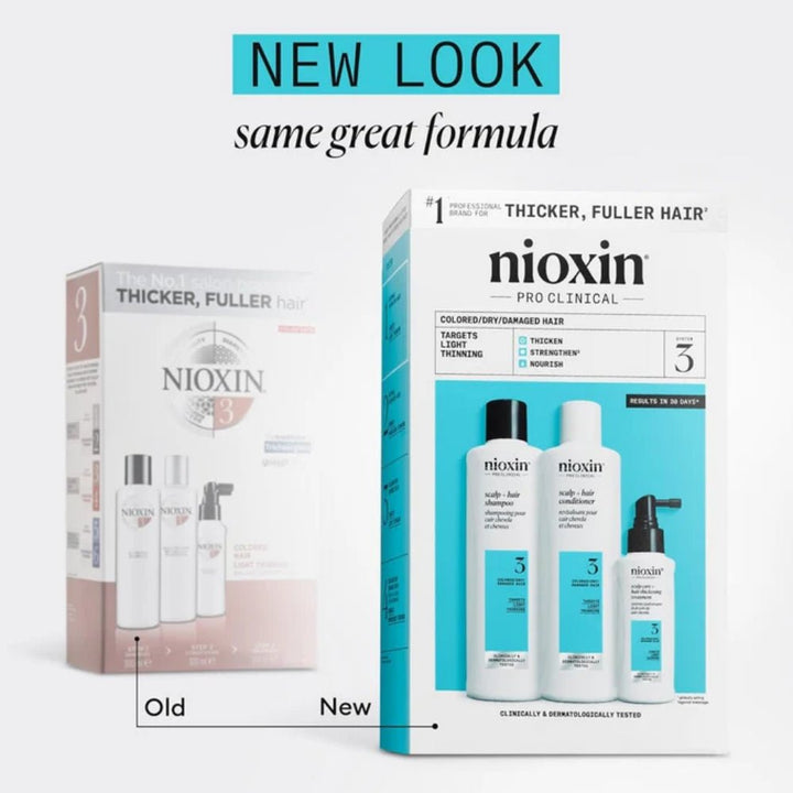 Nioxin System Kit 3 capelli colorati con assottigliamento lieve - Planethair 