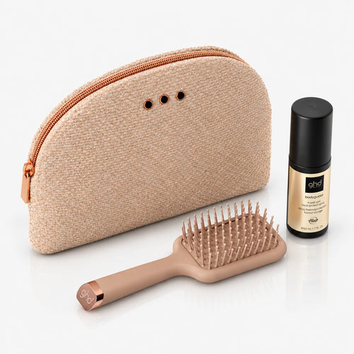 GHD Style Gift Set Cashmere Beige, Bodyguard + Mini Paddle Brush