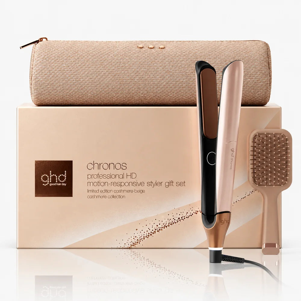 GHD Chronos Cashmere Beige, Piastra Gift Set con Spazzola