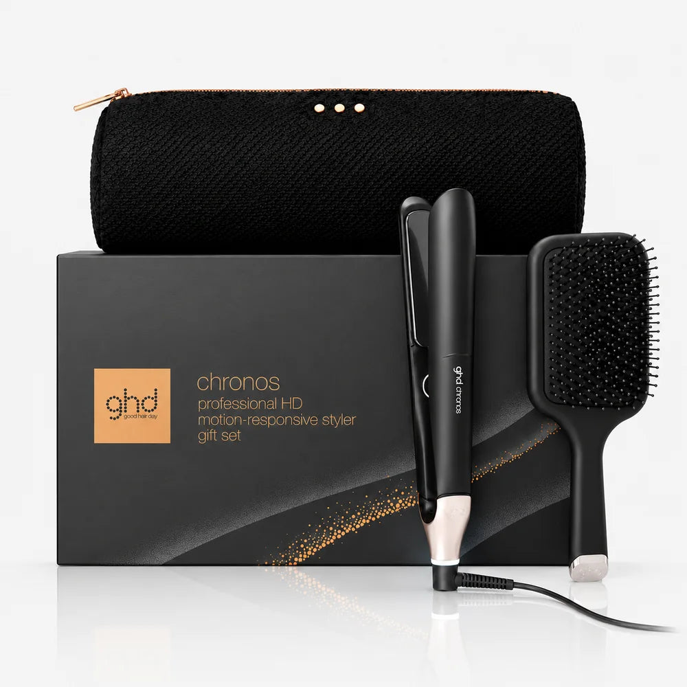 GHD Chronos Gift Set Nero, Piastra + Paddle Brush