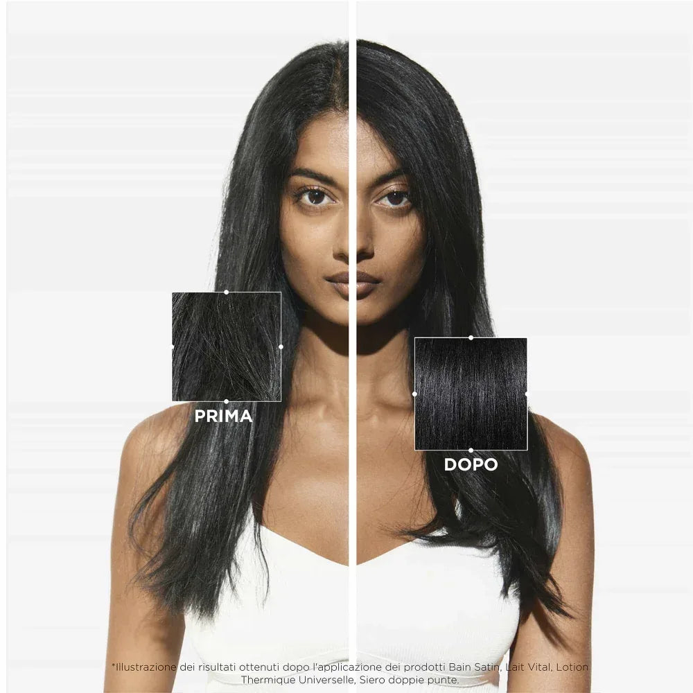 Capelli prima e dopo l'utilizzo di Kérastase Nutritive Bain Satin Riche 