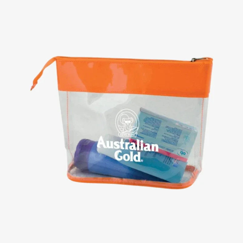 Bolsa clutch transparente dourada australiana