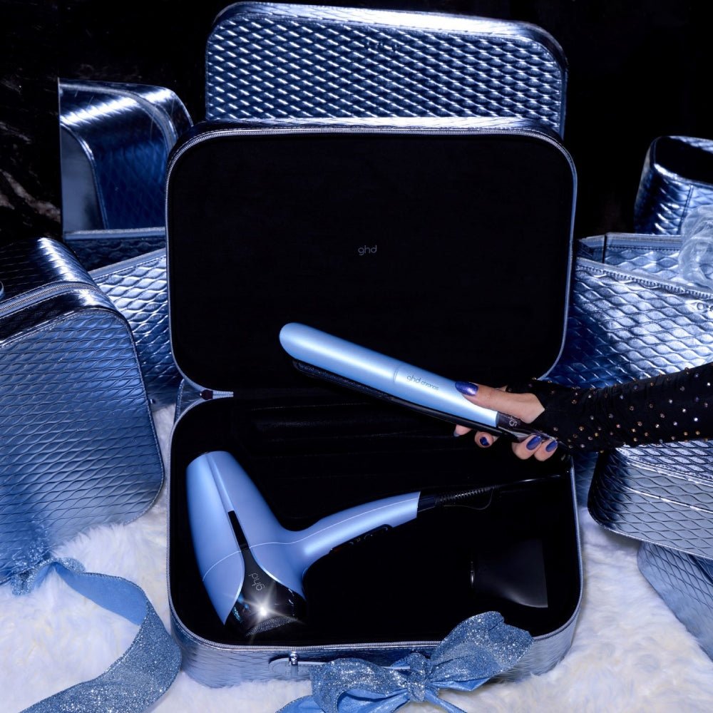 Ghd Deluxe Set Blu Ghiaccio piastra Chronos e phon Helios - Planethair 