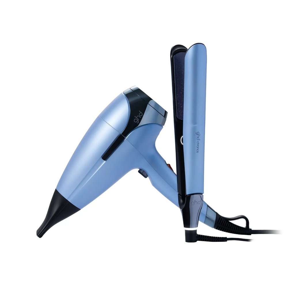 Ghd Deluxe Set Blu Ghiaccio piastra Chronos e phon Helios - Planethair 
