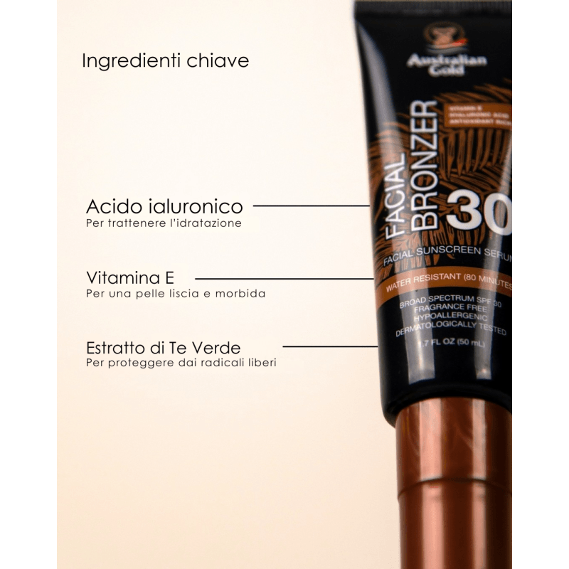 Australian Gold SPF 30 Facial Bronzing Serum 50ml Viaggio