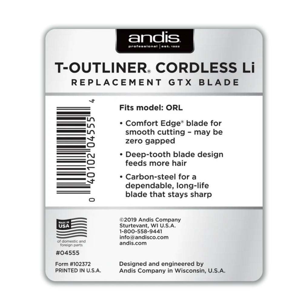 Andis Lama Testina Di ricambio Cordless T-Outliner Li Replacement GTX Blade - Tagliacapelli professionale -