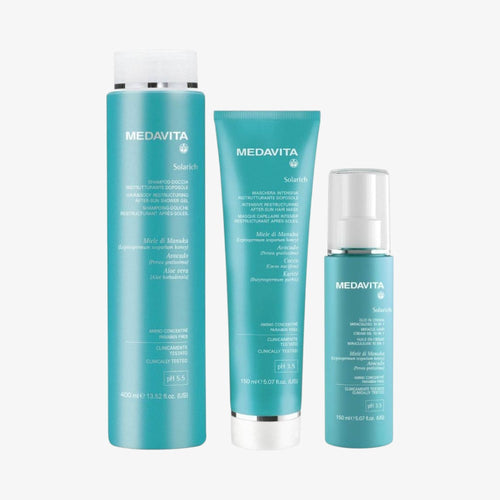 Medavita Solarich Summer Kit: Shampoo, Maschera, Olio + Bag