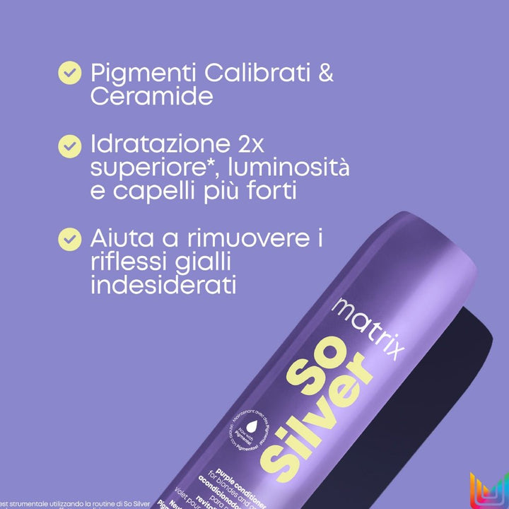 Matrix So Silver Balsamo antigiallo viola capelli biondi e grigi 300ml - Planethair 