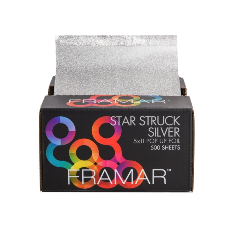 Framar Star Struck Silver Pop UP Fogli Alluminio Pre-Tagliati 5x11 500 PZ - Planethair 