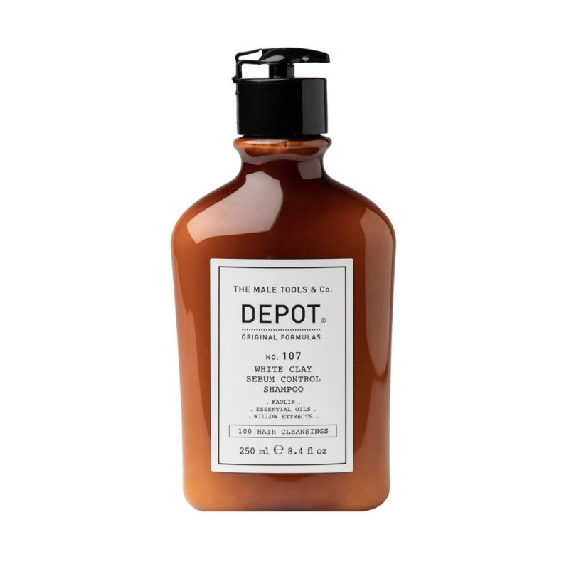 Depot No. 107 White Clay Sebum Control Shampoo uomo 250ml - Planethair 