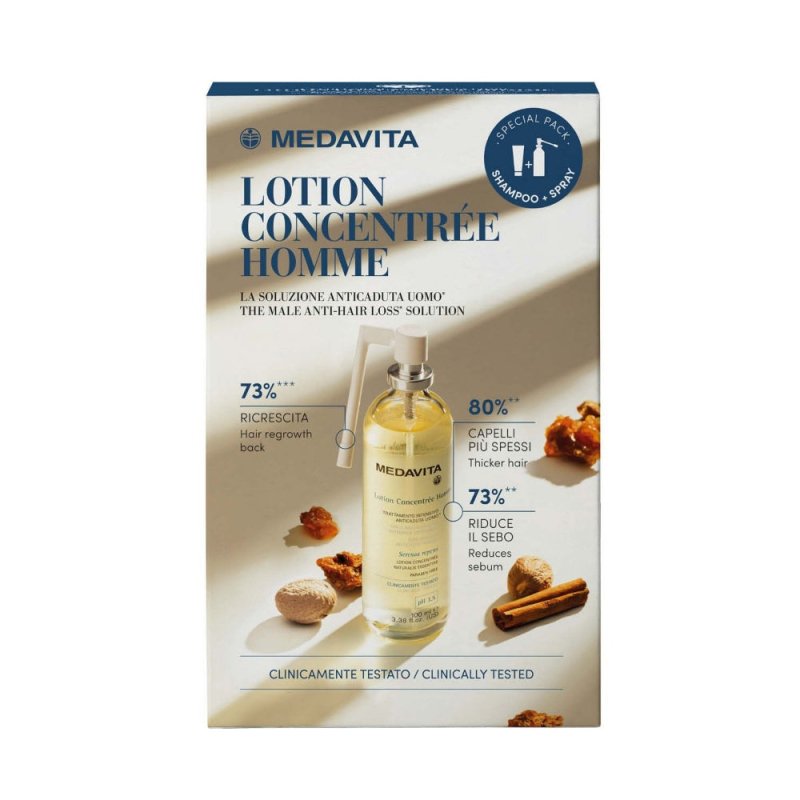 Medavita Lotion Concentree Homme Special Kit Anticaduta Capelli Uomo Spray e Shampoo - Caduta Capelli