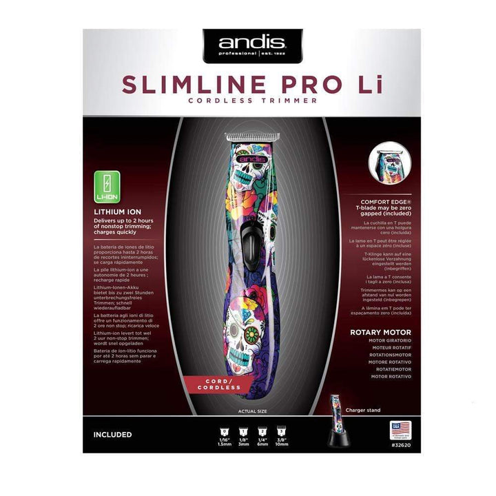 Andis Slimline Pro Li T-Blade -Sugar Skull Design Trimmer Professionale - Tagliacapelli professionale - offerta:oliobarba