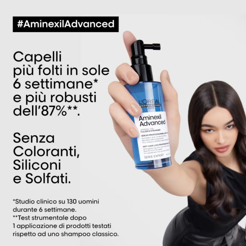 L'Oreal Professionnel Aminexil Siero Fuller & Stronger Anticaduta capelli Assottigliati 90ml - Planethair 