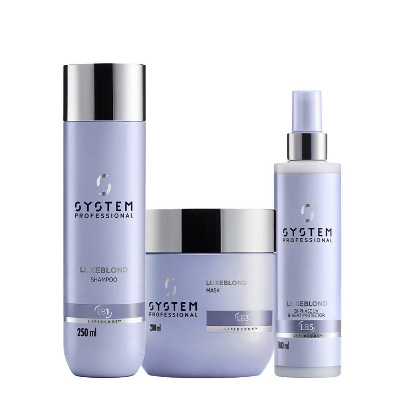 System Professional LuxeBlond Kit Antigiallo Shampoo Maschera e Protettore - Planethair 