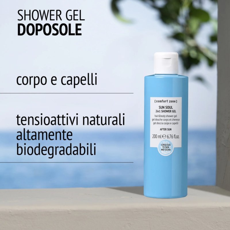 Comfort Zone Sun Soul 2 in 1 Shower Gel doccia corpo e capelli 200ml - Planethair 