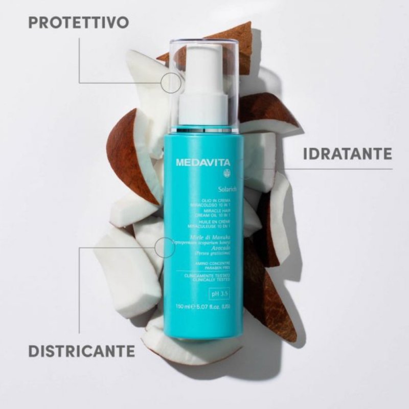 Medavita Solarich Olio Capelli in Crema Miracoloso 10 in 1 150ml - Planethair 
