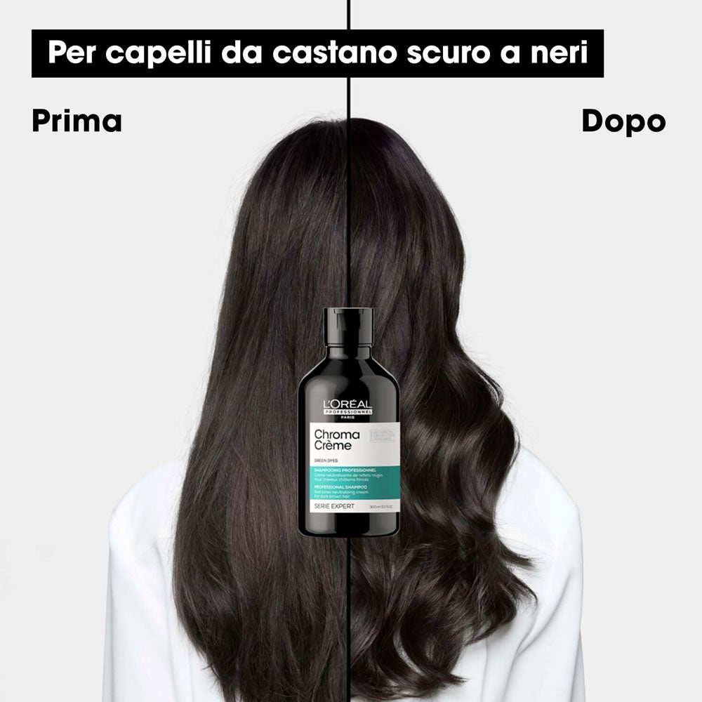 L'Oreal Professionnel Serie Expert Chroma Creme Green Shampoo Antirosso Capelli Scuri - Serie Expert - 30/40