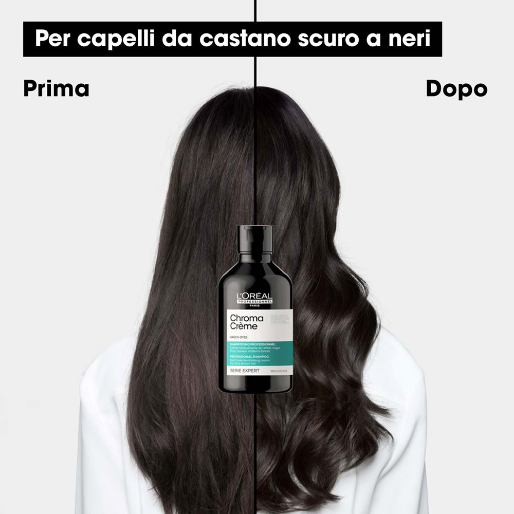L'Oreal Professionnel Serie Expert Chroma Creme Green Shampoo Antirosso Capelli Scuri - Planethair 