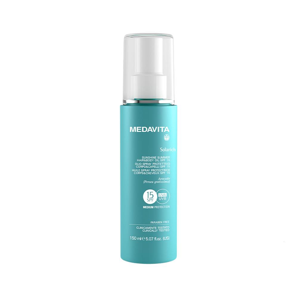 Medavita Solarich Olio Spray Protettivo Corpo e Capelli SPF15 150ml - Planethair 