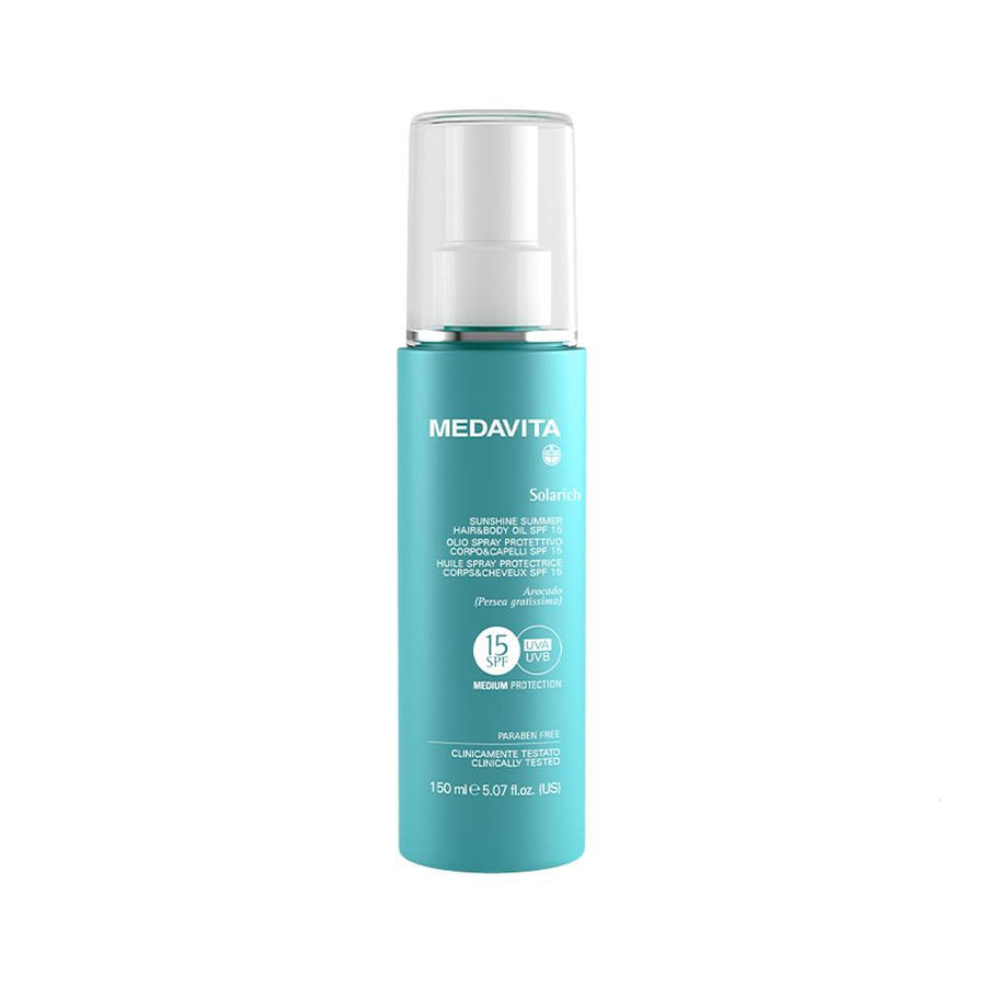 Medavita Solarich Olio Spray Protettivo Corpo e Capelli SPF15 150ml - Planethair 