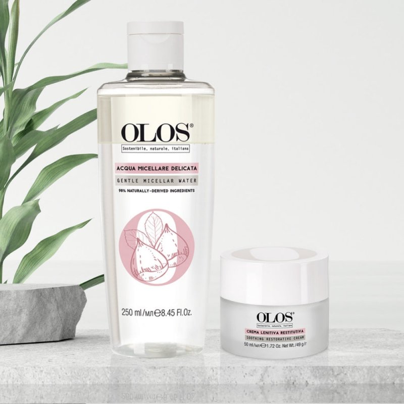 Olos Kit Acqua Micellare e Crema Viso lenitiva - Planethair 