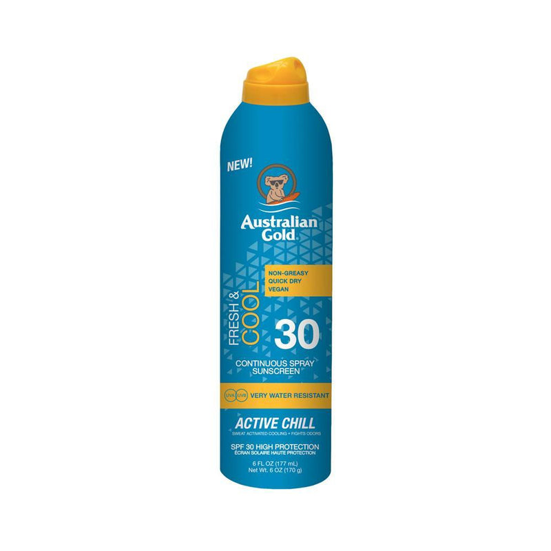 Spray Continuous SPF30 Active Chill Australian Gold 177ml protezione Planethair